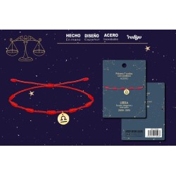 Pulsera 7 Nudos Colgante Constelacion Libra Acero Dorado (P2) ·